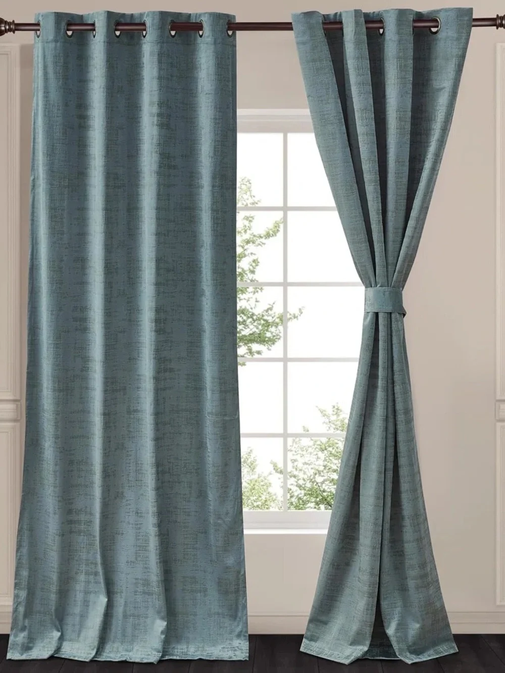 100x108in blackout blue curtain set
